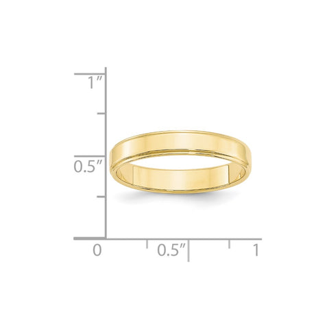 10KY 4mm Flat with Step Edge Band Size 4-1FLE040-4-WBC