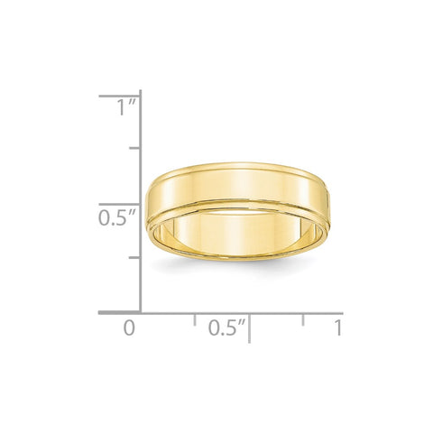 10KY 6mm Flat with Step Edge Band Size 4-1FLE060-4-WBC