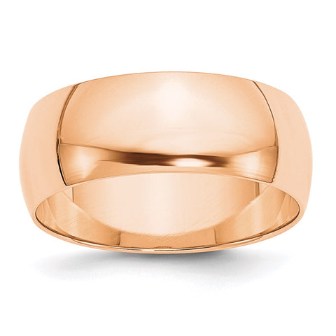 10k Rose Gold 8mm LTW Half Round Band Size 4-1RHRL080-4-WBC