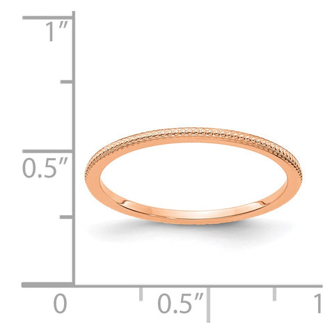 10K Rose Gold 1.2mm Bead Stackable Band-1STK18-120R-4.5-WBC