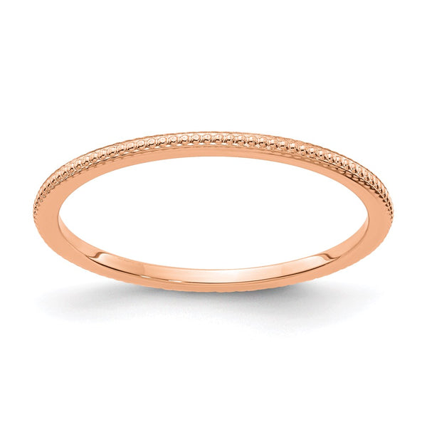 10K Rose Gold 1.2mm Bead Stackable Band-1STK18-120R-4.5-WBC