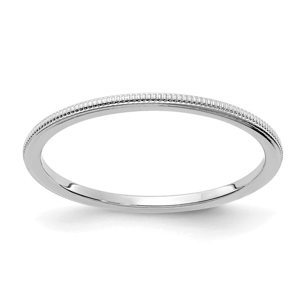 10K White Gold 1.2mm Milgrain Stackable Band-1STK19-120W-4-WBC