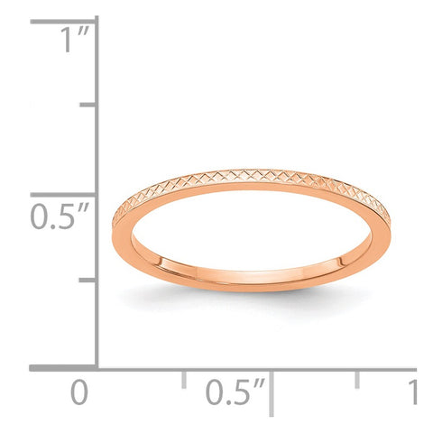 10K Rose Gold 1.2mm Criss-Cross Pattern stackable Band-1STK20-120R-4.5-WBC