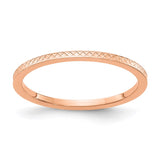 10K Rose Gold 1.2mm Criss-Cross Pattern stackable Band-1STK20-120R-4.5-WBC