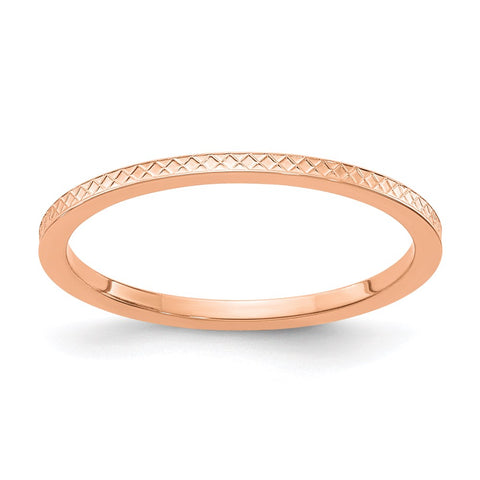 10K Rose Gold 1.2mm Criss-Cross Pattern stackable Band-1STK20-120R-4.5-WBC