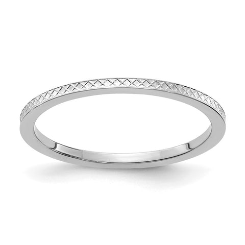 10K White Gold 1.2mm Criss-Cross Pattern Stackable Band-1STK20-120W-4-WBC