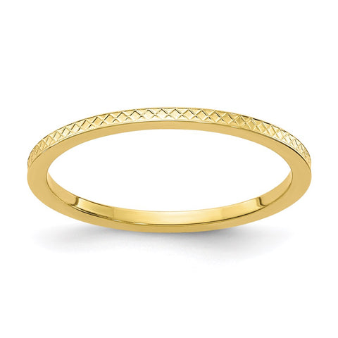 10K Gold 1.2mm Criss-Cross Pattern Stackable Band-1STK20-120Y-4-WBC