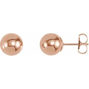 14K Rose 7 mm Ball Earrings-20865:1022:P-ST-WBC