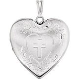 Sterling Silver 25.2x23.7 mm Heart Locket with Cross-R45249:101:P-ST-WBC