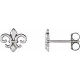 14K White 8.25x7.4 mm Fleur-de-Lis Earrings-28615:101:P-ST-WBC