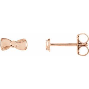 14K Rose 6.5x3.1 mm Bow Earrings-28612:103:P-ST-WBC