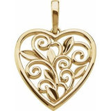 Scroll & Leaf Design Filigree Heart Pendant-83652:304216:P-ST-WBC