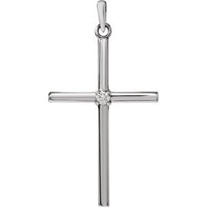 Platinum 30.4x16.3 mm .03 CT Diamond Cross Pendant-R42326:117:P-ST-WBC