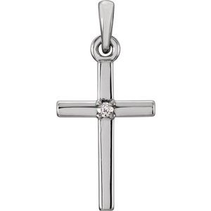 Platinum 19.2x9 mm .01 CT Diamond Cross Pendant-R42326:104:P-ST-WBC