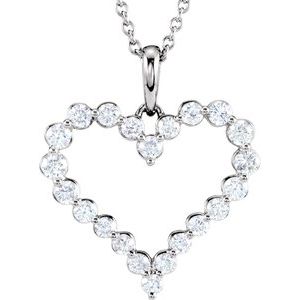 14K Rose 1 CTW Diamond Heart 18" Necklace -64960:60002:P-ST-WBC