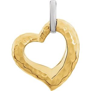14K Two-Tone 25.3x20.84 mm Hammered Heart Pendant-86114:1000:P-ST-WBC