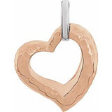 14K Rose & White 25.3x20.84 mm Hammered Heart Pendant-86114:1001:P-ST-WBC