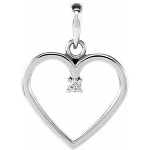 Sterling Silver .025 CTW Diamond Heart Pendant-85895:6006:P-ST-WBC