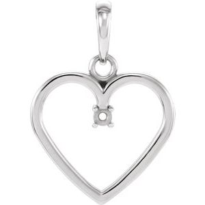Sterling Silver 2 mm Heart Pendant Mounting-85895:1016:P-ST-WBC