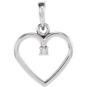 Sterling Silver .02 CTW Diamond Heart Pendant-85895:6007:P-ST-WBC