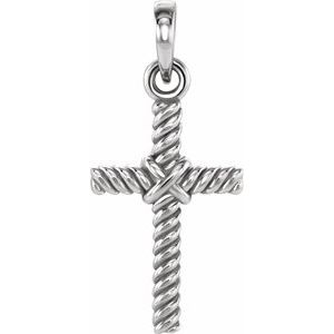 Platinum 13.5x8.6 mm Rope Cross Pendant  -R42327:1012:P-ST-WBC