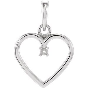 Sterling Silver 1.5 mm Heart Pendant Mounting-85895:1025:P-ST-WBC