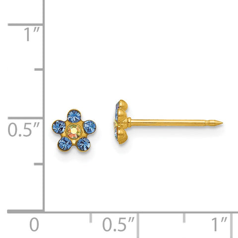 Inverness 14k Blue/Aurora Borealis Crystal Flower Earrings-WBC-222E
