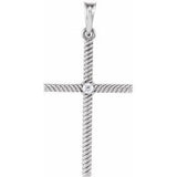 Platinum .03 CTW Diamond 31.95x16.3 mm Rope Design Cross Pendant -R42329:6007:P-ST-WBC