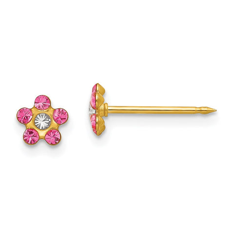 Inverness 14k Rose/Aurora Borealis Crystal Flower Earrings-WBC-223E