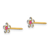 Inverness 14k Clear/Rose Crystal Flower Earrings-WBC-226E