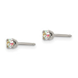 Inverness Stainless Steel 3mm Aurora Borealis Crystal Earrings-WBC-228E