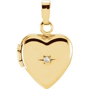 14K Yellow .005 CT Diamond Heart Shaped Locket-21834:240992:P-ST-WBC