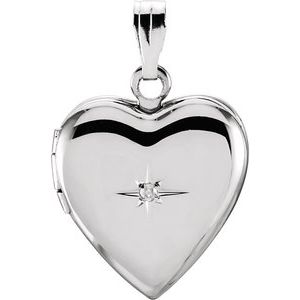 Sterling Silver .01 CTW Diamond Heart Locket-21966:241006:P-ST-WBC