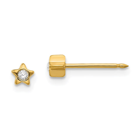 Inverness 24k Plated Star with Crystal Earrings-WBC-24E