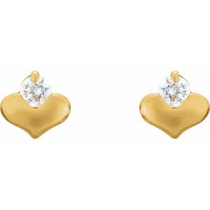 14K Yellow 2.25 mm Round Cubic Zirconia Heart Earrings-651013:60000:P-ST-WBC