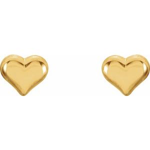 14K Yellow Puffed Heart Earrings  -192027:10000:P-ST-WBC
