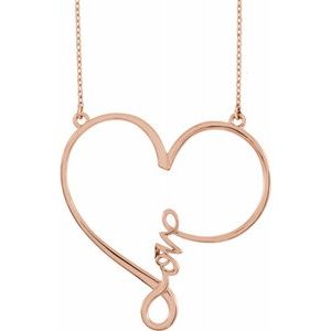 14K Rose 34x33 mm Infinity-Inspired Love Heart 18" Necklace-85507:106:P-ST-WBC