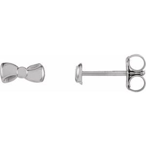 14K White 6.5x3.1 mm Bow Earrings-28612:101:P-ST-WBC