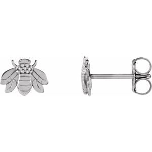 14K White Bumblebee Earrings-28608:1001:P-ST-WBC