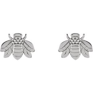 14K White Bumblebee Earrings-28608:1001:P-ST-WBC