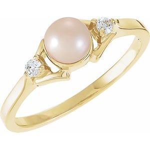 14K Yellow Akoya Cultured Pearl & .06 CTW Diamond Ring-60627:209205:P-ST-WBC