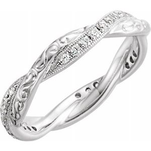 14K White 1/5 CTW Diamond Design-Engraved  Eternity Band Size 7-651727:103:P-ST-WBC