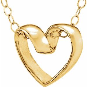 14K Yellow Ribbon Heart 15" Necklace-19636:600020:P-ST-WBC