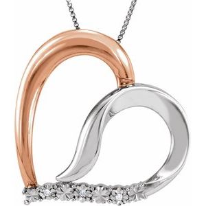 14K Rose Gold-Plated Sterling Silver .02 CTW Diamond Heart 18" Necklace -650193:100:P-ST-WBC