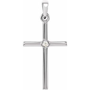 Platinum .015 CTW Diamond Cross 22.8x11.3 mm Pendant   -R42325:108:P-ST-WBC