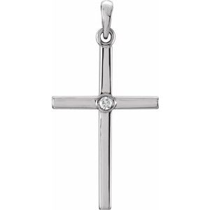 Platinum .02 CTW Diamond Cross 26.5x13.7 mm Pendant  -R42325:116:P-ST-WBC