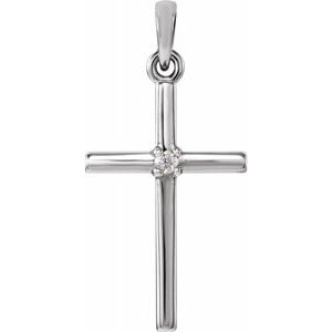 Platinum 22.65x11.4 mm .015 CT Diamond Cross Pendant-R42326:108:P-ST-WBC