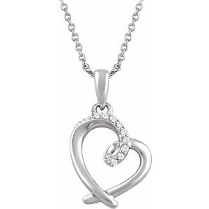 Sterling Silver .05 CTW Diamond Heart 16-18" Necklace-651785:60000:P-ST-WBC