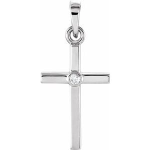 Platinum .01 CTW Diamond Cross 19x8.95 mm Pendant  -R42325:103:P-ST-WBC