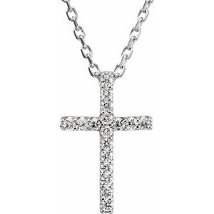 Platinum .07 CTW Diamond Petite Cross 16" Necklace-R42147D:60001:P-ST-WBC